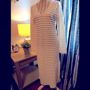 STRIPED SIDE SLIT MAXI DRESS